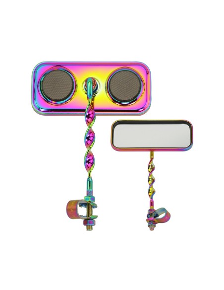 Rectangle Flat Twisted Mirror Oil Slik Black Reflectors.